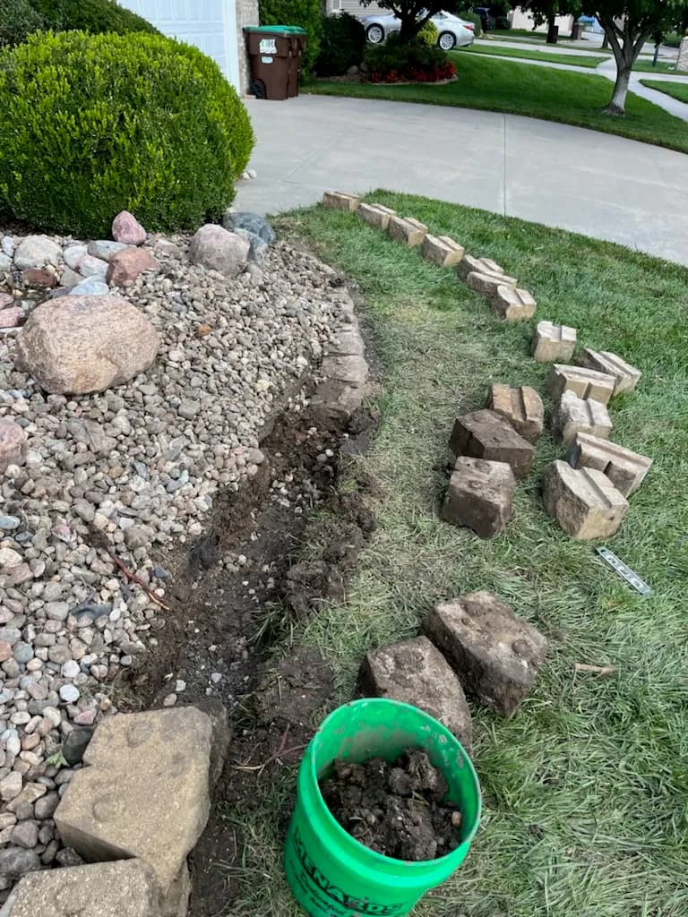 Gallery photos for Retaining Wall Rebuild Fixes Shifting Curb Appeal in Lincoln: Image #2