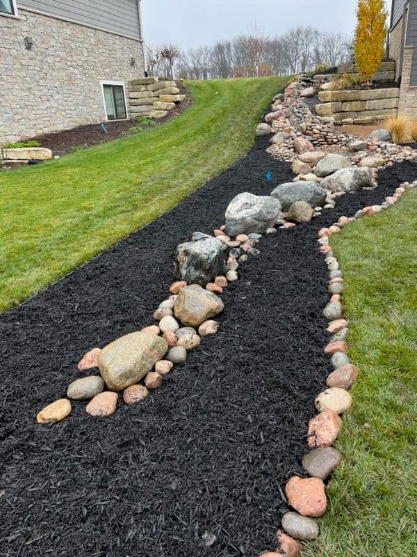 Dry Creek Bed with Pondless Waterfall Installation