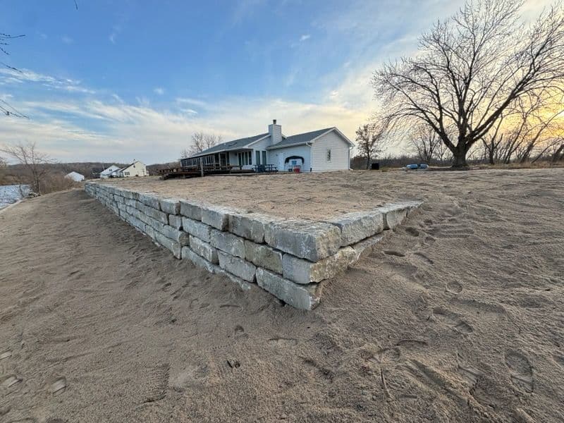 Retaining Wall and Steps Construction in South Bend, Nebraska