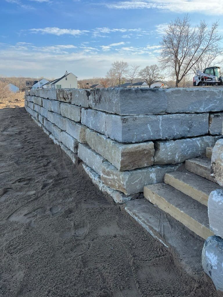 Retaining Wall and Steps Construction in South Bend, Nebraska