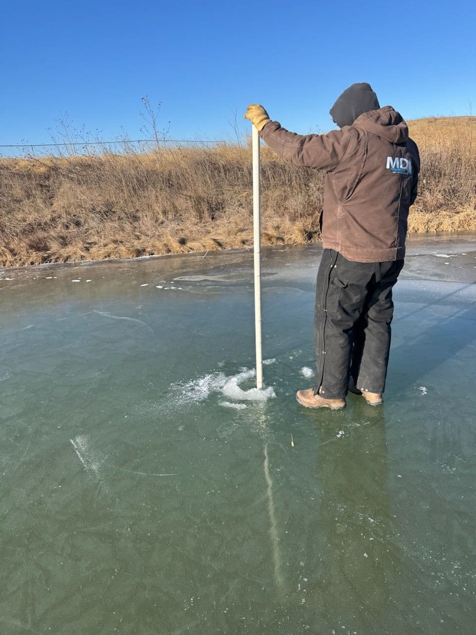 Gallery photos for Drilling Ice to Prepare Nebraska Ponds: Image #1